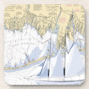 Nautical Map Great South Bay New York coasters. Coaster