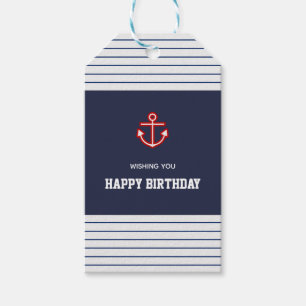 Nautical Marine Navy White Anchor Design Gift Tags