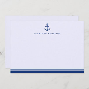 Nautical Maritime Navy Blue Anchor Correspondence Card