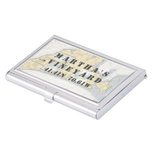 Nautical Martha's Vineyard Latitude Longitude Business Card Holder