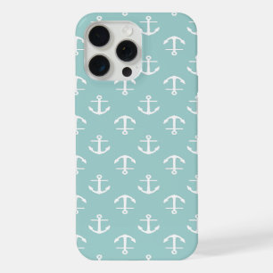 Nautical Mint Anchors Pattern iPhone 15 Pro Max Case