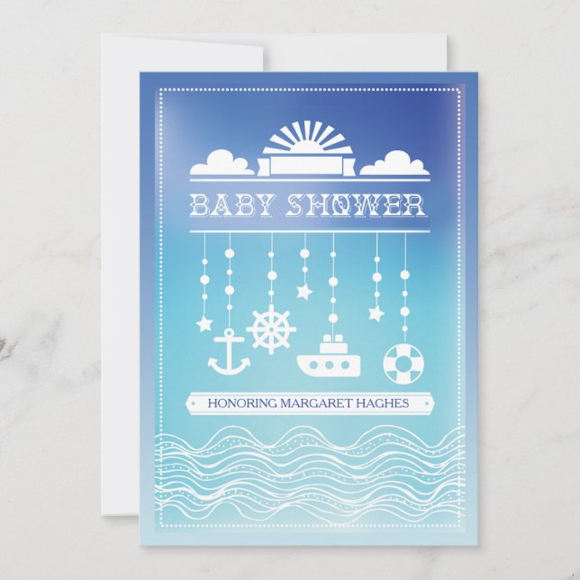 Nautical Mobile Baby Shower Invitation (Front)