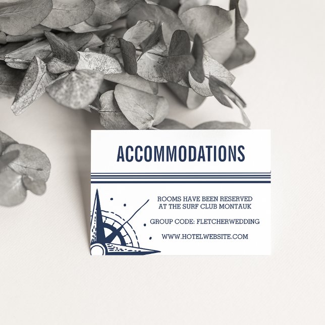 Nautical Modern Wedding Hotel Accommodations Cards (Creator Uploaded)