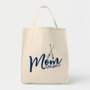 Nautical Mom Established Navy Blue Script Tote Bag