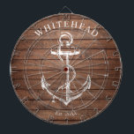 Nautical Monogram Anchor Brown Wood Dartboard<br><div class="desc">Personalised nautical anchor design. Great for a family reunion,  wedding,  or family gift.</div>