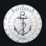 Nautical Monogram Anchor White Dartboard<br><div class="desc">Personalised nautical anchor design. Great for a family reunion,  wedding,  or family gift.</div>