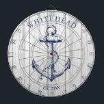 Nautical Monogram Anchor White Wood Dartboard<br><div class="desc">Personalised nautical anchor design. Great for a family reunion,  wedding,  or family gift.</div>