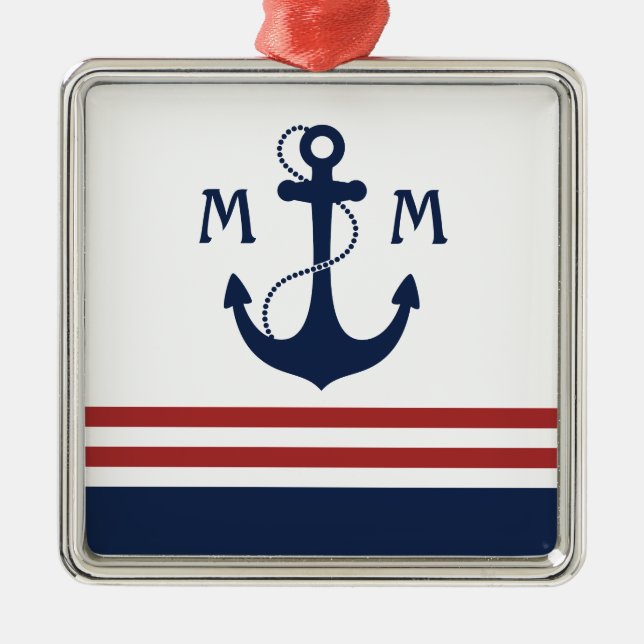 Nautical Monogram Metal Tree Decoration (Front)