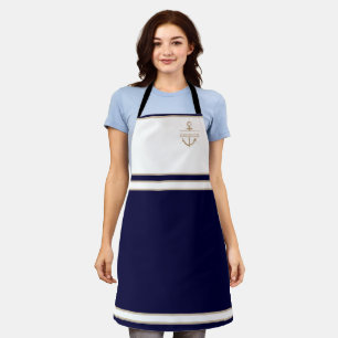 Nautical Monogram Navy Blue Anchor Apron