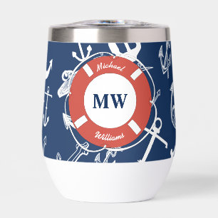 Nautical Monogram Navy Blue Anchor Pattern