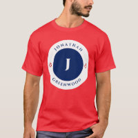 Nautical Monogram Navy Blue Red Anchor Circle