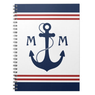 Nautical Monogram Spiral Notebook