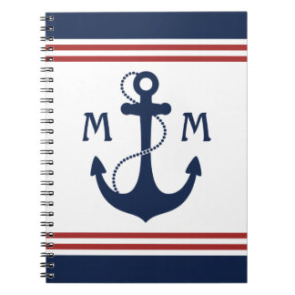 Nautical Monogram Spiral Notebook