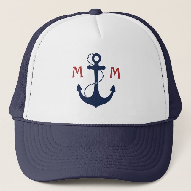 Nautical Monogram Trucker Hat (Front)