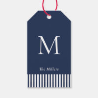 Nautical Monogrammed Navy & White  Gift Tags