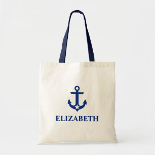 Nautical Name Anchor Star Blue Strap Tote Bag