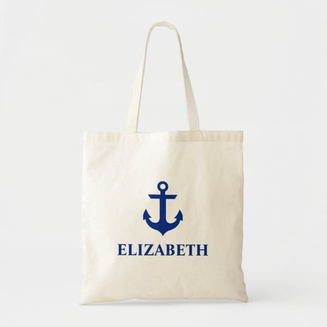 Nautical Name Anchor Tote Bag (Front)