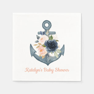 Nautical Napkin with Floral Anchor