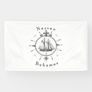 Nautical Nassau Bahamas Sailing T Shirt Compass Banner