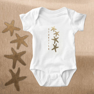 Nautical Natural Starfish Customisable Baby Bodysuit
