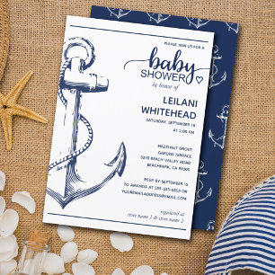 Nautical Navy Anchor Baby Shower Invitation