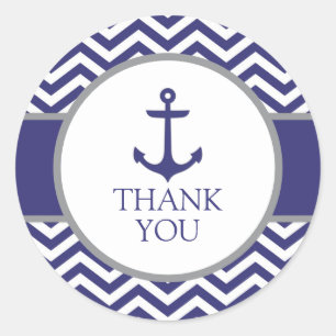 Nautical Navy Anchor Baby Shower Thank You Classic Round Sticker