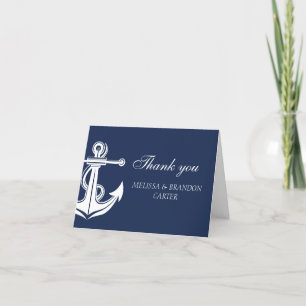 Nautical Navy Anchor Beach Wedding Thank you Card