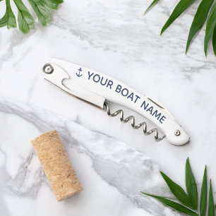 Nautical Navy Anchor Boat Name Corkscrew