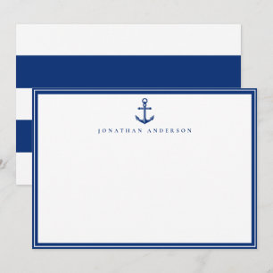 Nautical Navy Anchor Custom Note Card