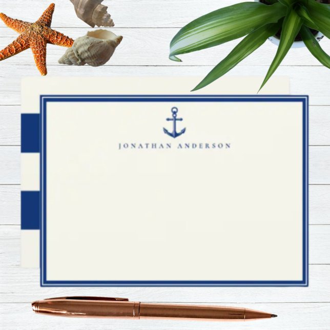 Nautical Navy Anchor Custom Note Card (Creator Uploaded)