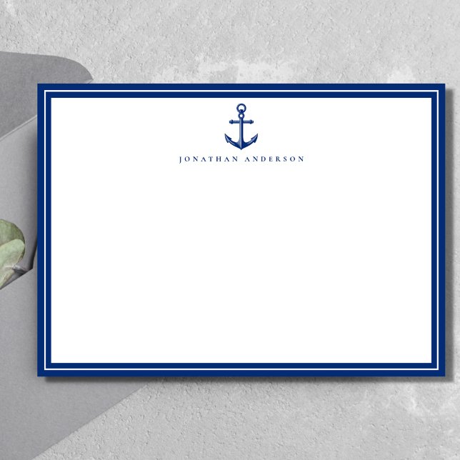 Nautical Navy Anchor Custom Note Card (Creator Uploaded)
