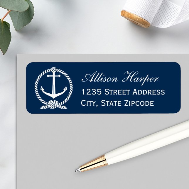 Nautical Navy Anchor Monogram Wedding Address (Creator Uploaded)