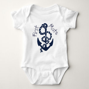 Nautical Navy Anchor Pattern Baby Bodysuit