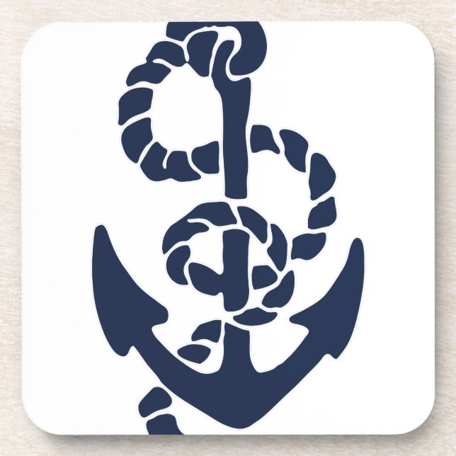 Nautical Navy Anchor Pattern Coaster (Front)