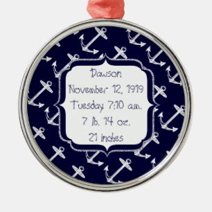 Nautical Navy Anchor Pattern Metal Tree Decoration