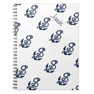 Nautical Navy Anchor Pattern Notebook