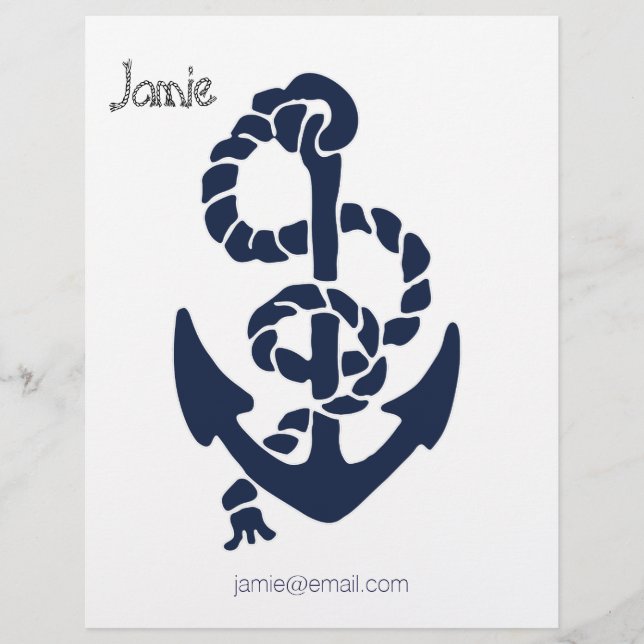 Nautical Navy Anchor Pattern Personalized Letterhead (Front)