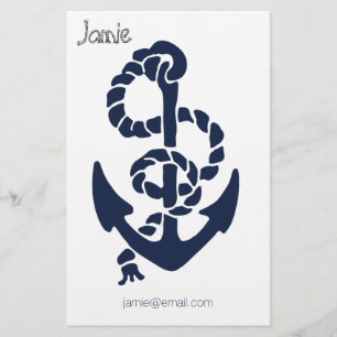 Nautical Navy Anchor Pattern Stationery