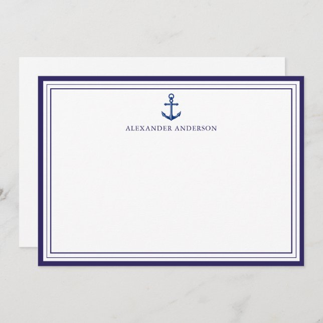 Nautical Navy Anchor Professional Border  Card (Front/Back)