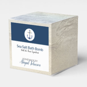 Nautical Navy Anchor Watercolor Beach Bath Bomb Favour Box