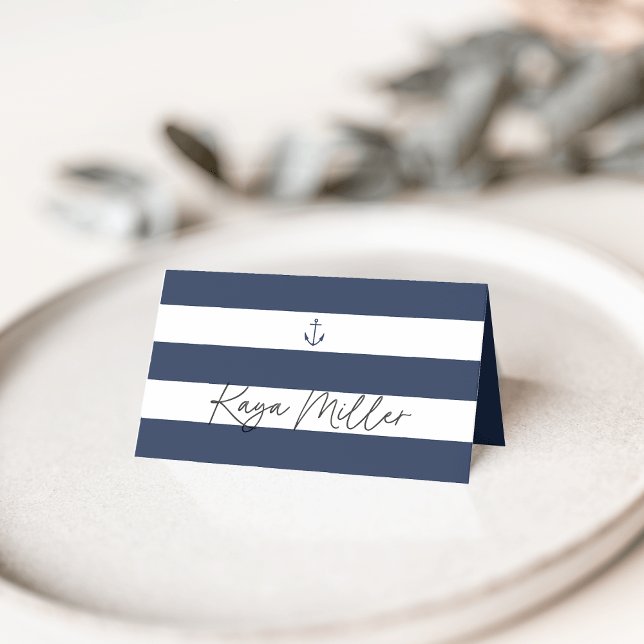 Nautical Navy Anchor Wedding Place Cards (Creator Uploaded)