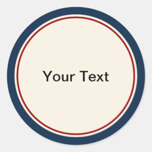Nautical Navy and Red Border Classic Round Sticker