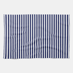 Nautical Navy and White Cabana Stripes Tea Towel