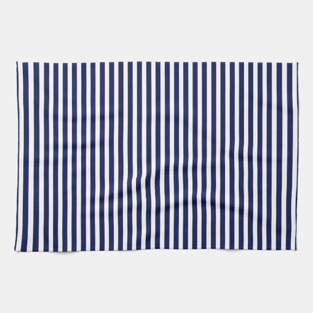 Nautical Navy and White Cabana Stripes Tea Towel (Horizontal)