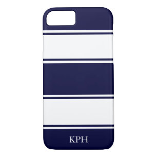 Nautical Navy and White Stripe Monogram Case-Mate iPhone Case
