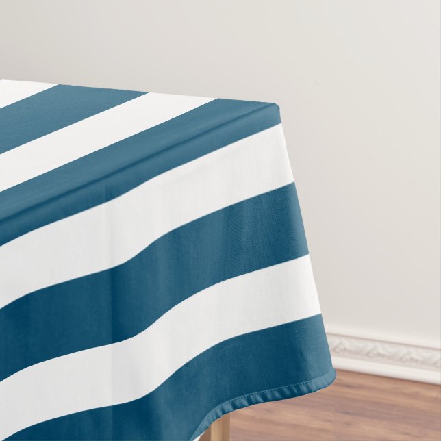 Nautical Navy and White Striped Tablecloth (In Situ)