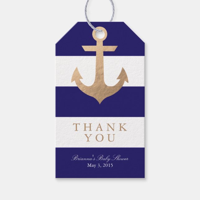 Nautical Navy Baby Shower Gift Tags (Front)