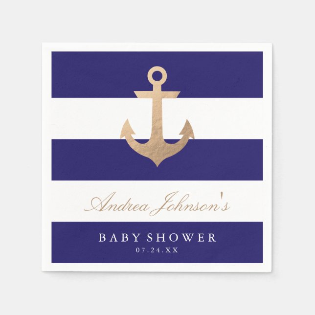 Nautical Navy Baby Shower Napkin (Front)