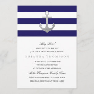 Nautical Navy Baby Shower   Silver Invitation