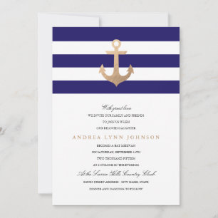 Nautical Navy Bat Mitzvah Invitation